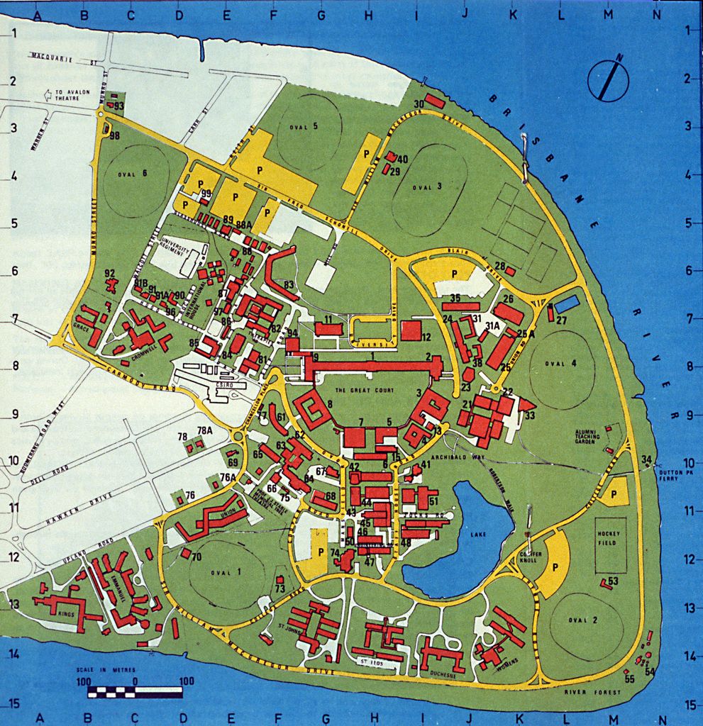 uq map st lucia Scale Map Of The University Of Queensland St Lucia Campus uq map st lucia